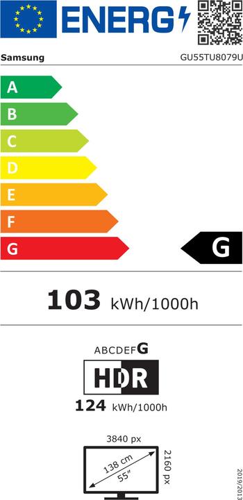 Energielabel Samsung GU55TU8079 (55", LCD, 4K, 2020)