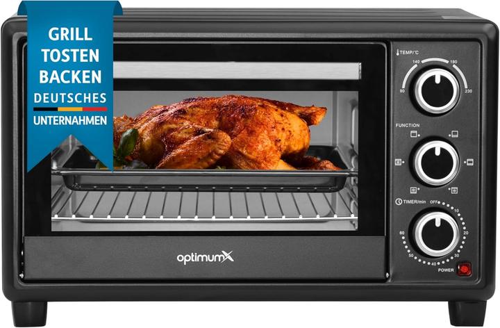 OptimumX Vrijstaande Mini Oven 20L Convestie Mini Oven Hetelucht -Timer - Zwart )
