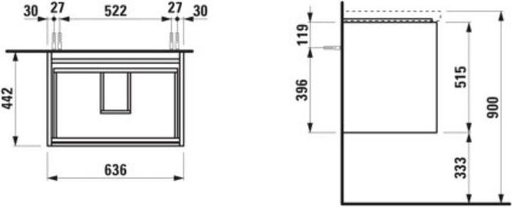 Actual product image Laufen Lani for Lua vanity unit, 2 drawers, SoftClose, 635x515x445mm, H403542112 (63.5 x 44 x 51.5 cm)
