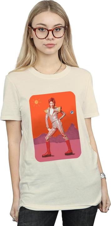 Actual product image David Bowie Womens/Ladies On Mars Cotton Boyfriend T-Shirt (L)