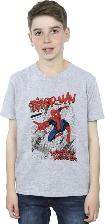 Actual product image Boys Spider-Man Sketch City T-Shirt (140, 146)