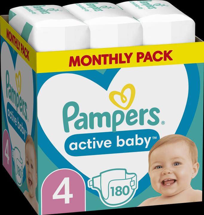 Immagine prodotto Pampers Bambino attivo (Dimensione 4, Pacco mensile, 180 Pezzo/i)