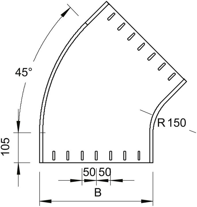 Produktbild OBO Bettermann OBO RBU 45 640 A2 Bogen 45Â° ungelocht rund 60x400 V2A (6 cm)