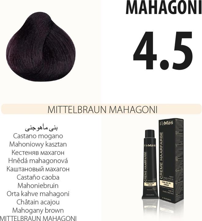 Actual product image FemMas 4.5) Hair Color Medium Brown Mahogany 100ml (Mıttel brown mahogany 100ml)
