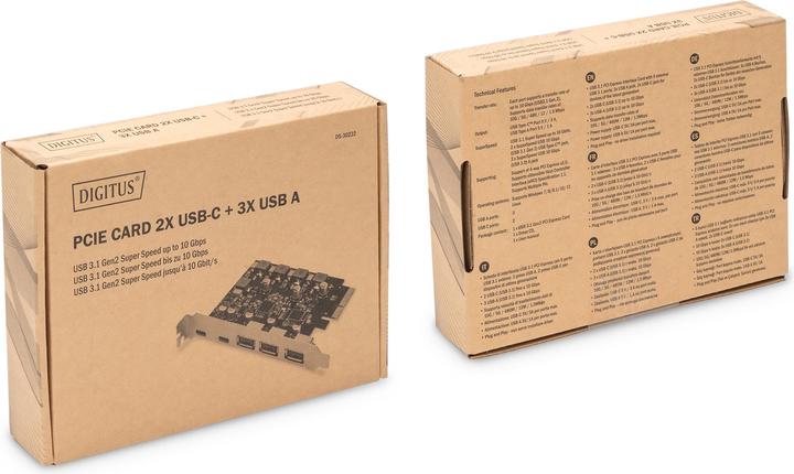 Image du produit Digitus Carte PCIe, 2x USB-C + 3x USB A