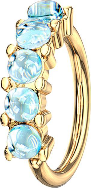 Actual product image Star Piercing Micro Piercing Ring gold plated five epoxy stones blue (Surgical steel 316L, without brass)
