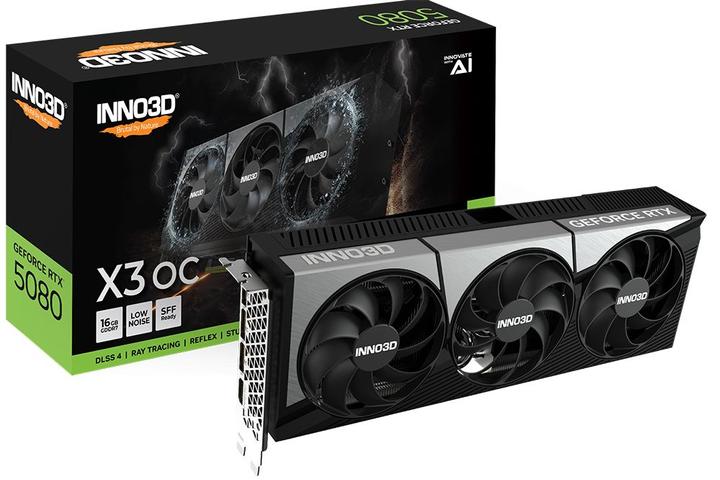 Actual product image Inno3D GeForce RTX 5080 X3 OC, 16384 MB GDDR7 (16.38 GB)