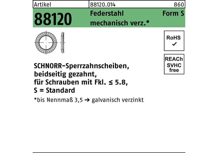 Immagine prodotto Schnorr Rondella di sicurezza R 88120 a doppia faccia. S3x5,5x0,45 acciaio per molle mech.verz 2000pz