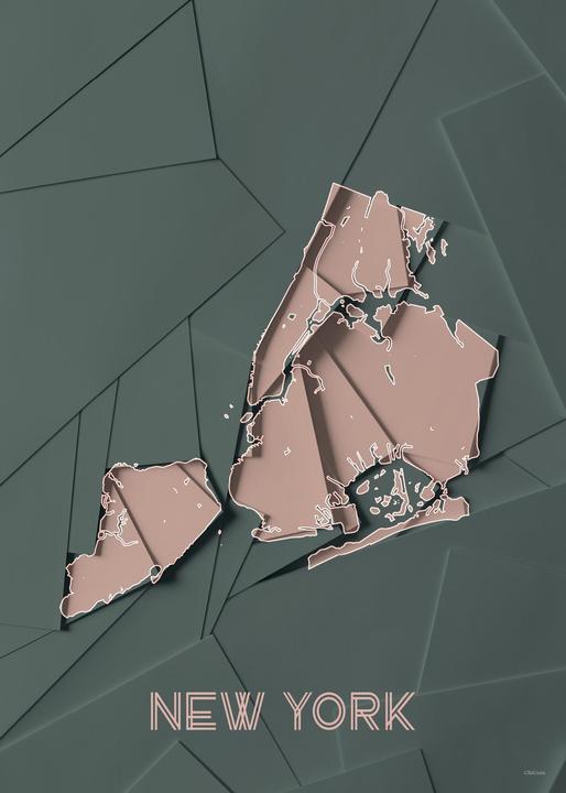 Maps New York green (29,5 x 42 cm)