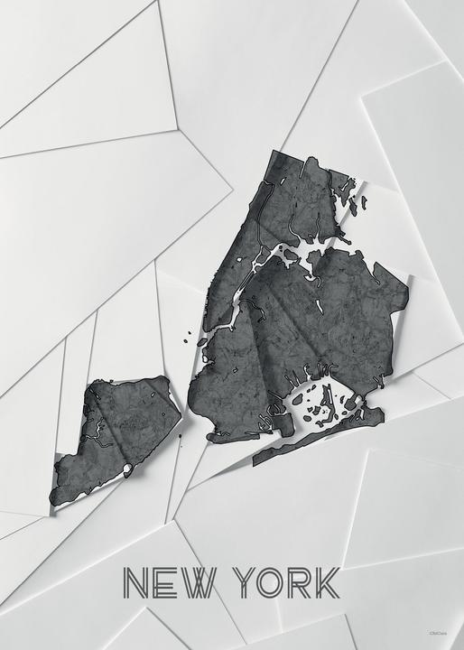 Immagine prodotto ChiCura Maps New York white (29,5 x 42 cm)