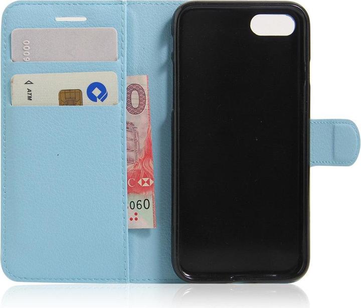 Produktbild Cover-Discount iPhone 8 / 7 - Leder Tasche Etui Hülle Karten Fächer hellblau (Apple iPhone SE, Apple iPhone 8, Apple iPhone 7)