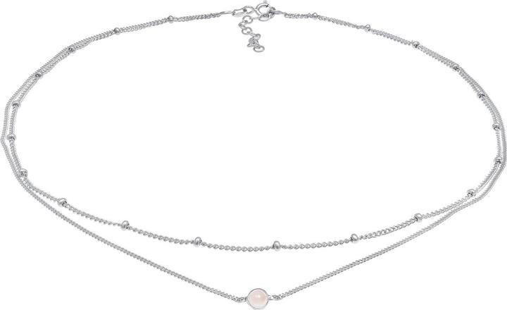 Produktbild Elli Halskette Choker Layer Look Kugelkette Rosenquarz 925 Silber (Quarz, 925 Sterling Silber vergoldet, 36 cm)