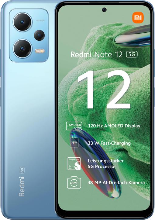 Xiaomi Redmi Note 12 5G (128 Go, Bleu Glace, 6.67", Double SIM hybride, 48 Mpx, 5G)