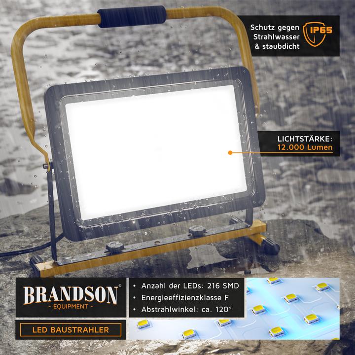 Produktbild Brandson Baustrahler LED, 150 Watt, Warmweiss, Arbeitsscheinwerfer, Bauscheinwerfer, Arbeitsleuchte (12000 lm)