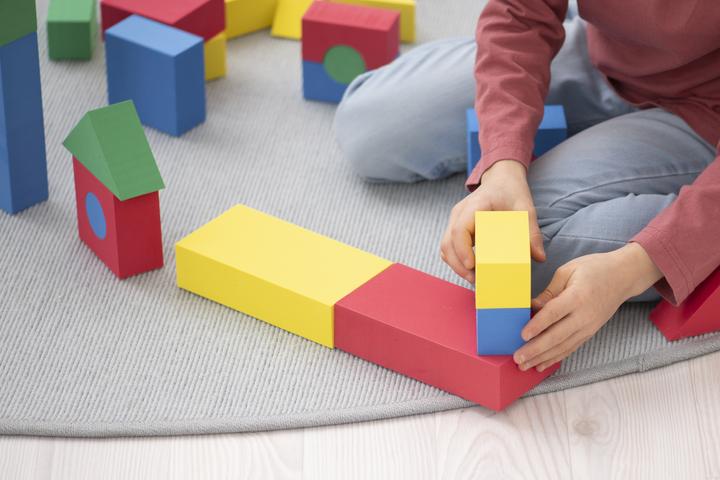 Actual product image Betzold Soft building blocks in bright colors, 68 parts