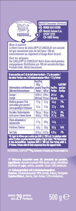 Image du produit Cailler Le Chocolat Boisson au cacao en poudre (500 g)