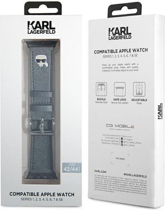Actual product image Karl Lagerfeld Karl Heads (42 mm, 44 mm, 45 mm, Saffiano, Apple Watch Series 1, Apple Watch Series 2, Apple Watch Series 3, Apple Watch Series 4, Apple Watch Series 5, Apple Watch Series 6, Apple Watch Series 7, Apple Watch Series 8, Apple Watch Series 9, Apple Watch SE)