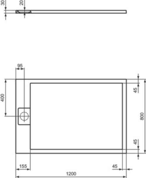 Actual product image Ideal Standard Ultra Flat S i.life rectangular shower tray, 1200x800x30mm, T5220