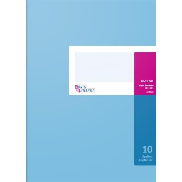Produktbild König & Ebhardt Spaltenbuch DIN A4 hellblau/magenta 10 Spalten 40 Bl. (40 x)