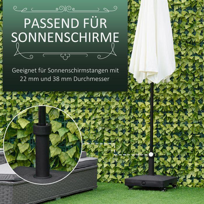Produktbild Swisshandel24 Sonnenschirmständer mit Roller, befüllbar bis 20kg, ø 38/48mm Schwarz 45x45cm