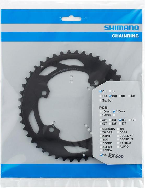 Actual product image Shimano Chainring FC-RX600-10 46 teeth NF Blister (46)