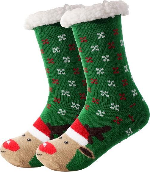 Actual product image Snazzy Santa Cozy Christmas socks Rudolph Green One Size by (One size)