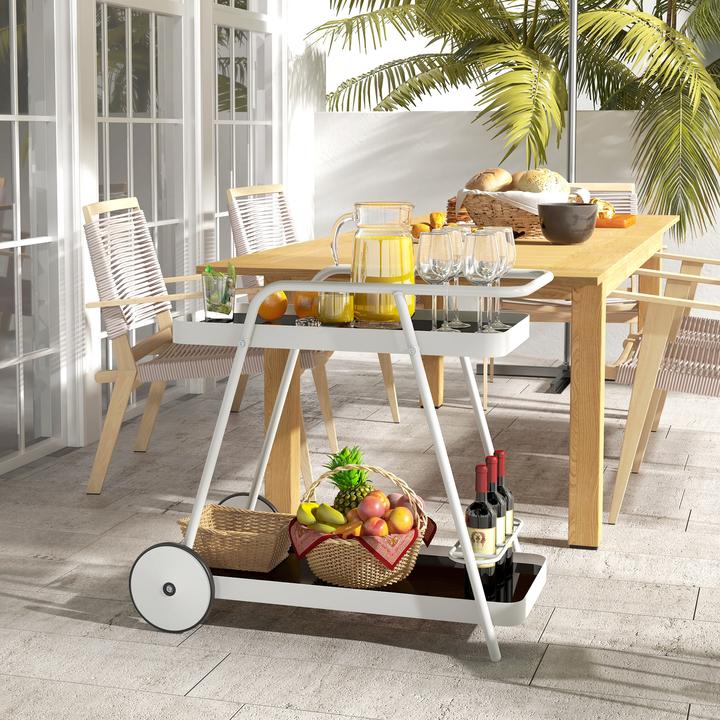Actual product image Outsunny Garden trolley with 2 levels, handle and castors