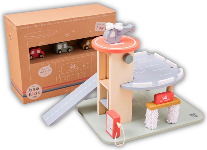 Actual product image Just Bee Kids Wooden Garage Play Set for Motor Skills Development