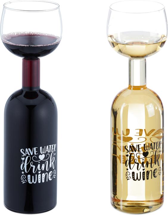 Immagine prodotto Relaxdays Bottiglia di vino (75 cl, 1 Occhiali, Bicchieri da vino rosso)