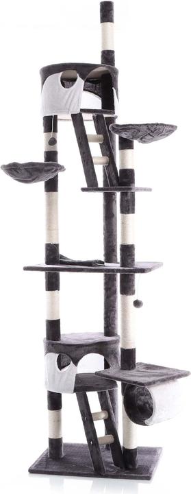 Produktbild Wiltec Kratzbaum 240–260cm grau/weiss Katzenkratzbaum deckenhoch Kletterbaum (260 cm, Weiss, Grau)