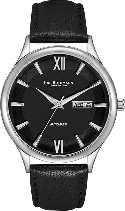 Produktbild John Rothmann Herren Automatikuhr Leopold Echtleder Schwarz - 26883 (Analoguhr, 40 mm)