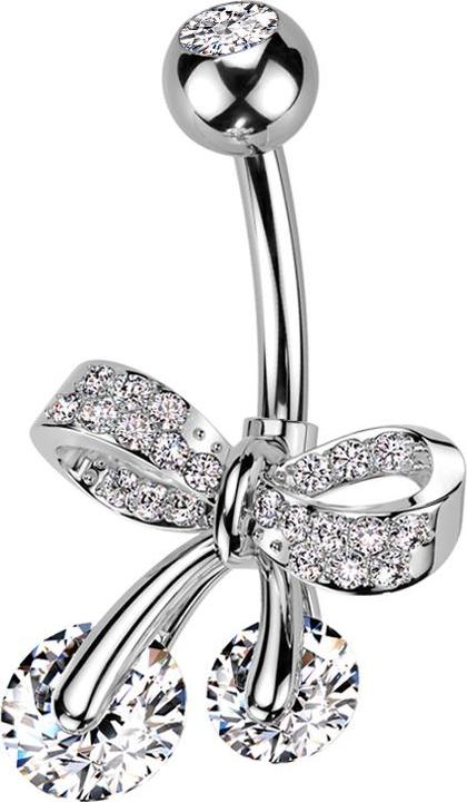 Produktbild Star Piercing Banane silber mit Kugel silber Kristall silber und Masche Kristalle silber (Messing, Chirurgenstahl 316L)