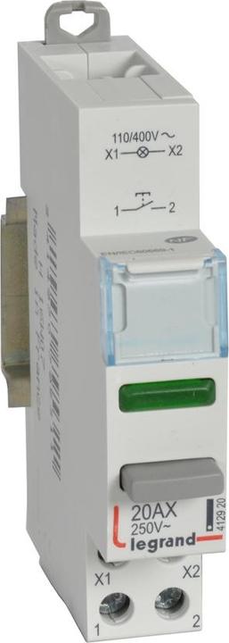 Actual product image Legrand BUTTON SWITCH SINGLE MONOSTABLE WITH LAMP LE-412920 1X NO 20 A