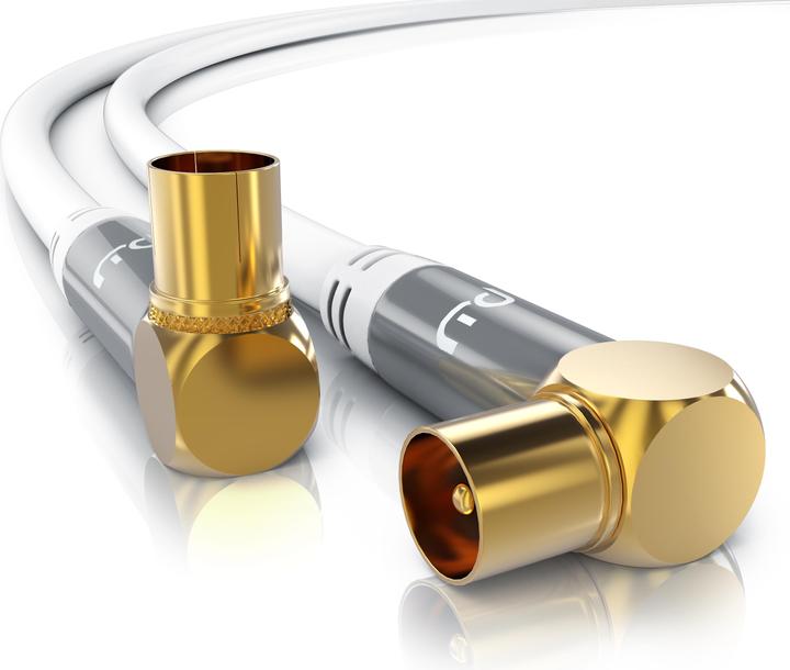 Image du produit Primewire Câble d'antenne coudé à 90° | Câble coaxial HDTV Premium 135dB / 75 Ohm | FullHD / 4k Ultra HD (85 dB, Câble d'antenne)