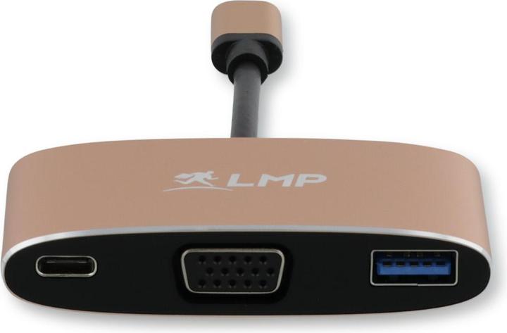 Actual product image LMP USB-C (m) to VGA & USB 3.0 (f) & USB-C charging Multiport Adapter, aluminium, gold *New (VGA, USB-C, 3.70 cm)