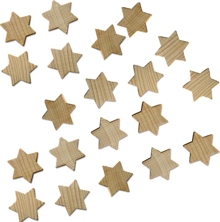 Image du produit trendmarkt24 Étoiles en bois en hêtre 19 x 19 x 3 mm petit | 20 pièces Étoiles en bois naturel
