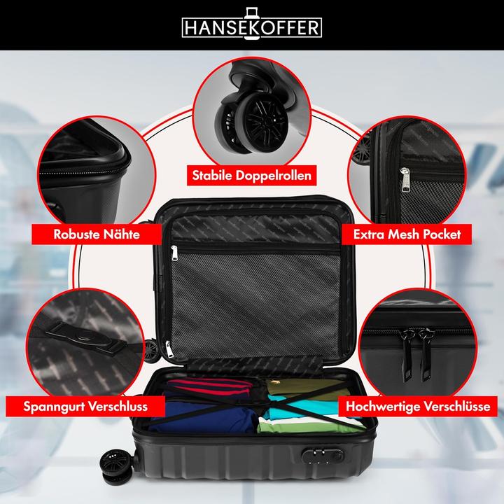 Immagine prodotto Hansekoffer Hartschalenkoffer mit Rollen und Zahlenschloss (70 l, M (50 - 90l))
