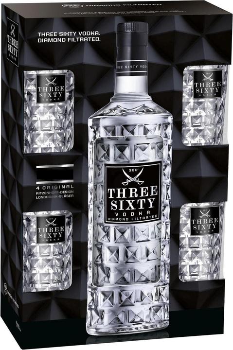 Produktbild Three Sixty Geschenkset mit 4 Gläsern 3 Liter / 37.5 % Deutschland (1 x 300 cl)