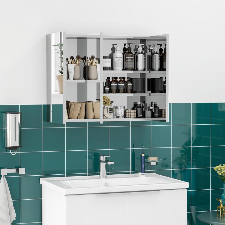 Immagine prodotto Kleankin Armadio a specchio a tre ante (70 x 12 x 55 cm)