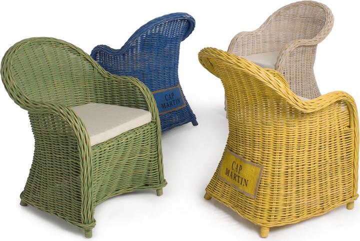 Produktbild Bizzotto Garten Korbsessel mit Kissen Martin weiss