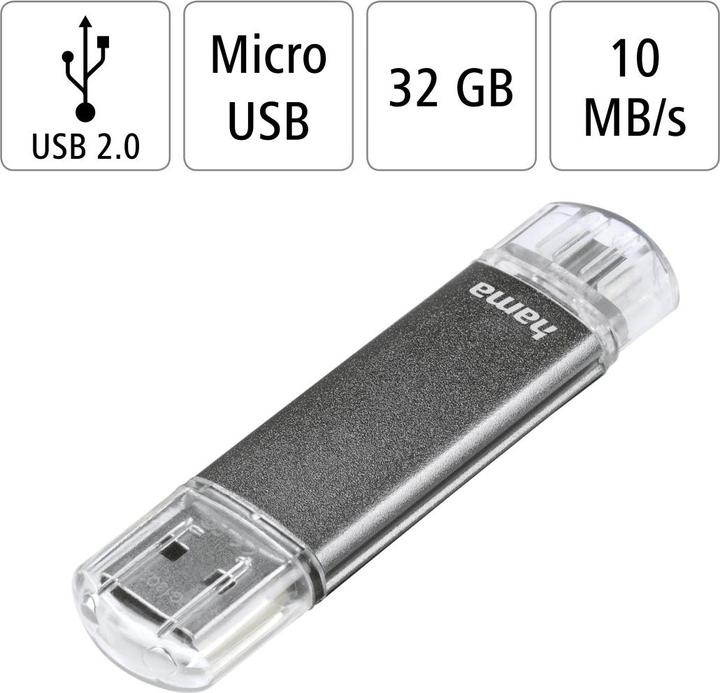 Actual product image Hama Laeta Twin (32 GB, USB-A, Micro USB, USB 2.0)