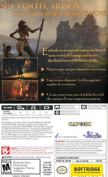 Image du produit Capcom Dragon's Dogma : Dark Arisen -US- (Switch, Switch Lite, Switch OLED, EN)