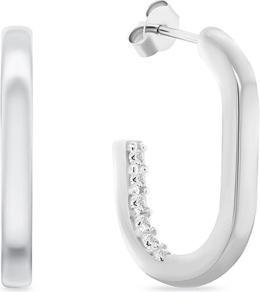 Image du produit Brilio Silver - Élégants boucles d'oreilles ovales en argent avec zircons EA992W
