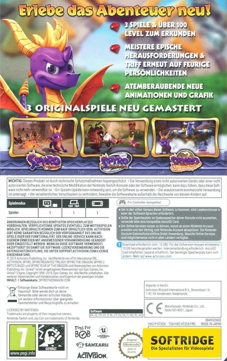 Image du produit Activision Spyro Reignited Trilogy (Switch, Switch Lite, Switch OLED, Multilingue)
