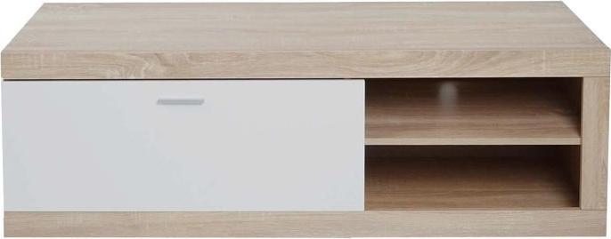 Produktbild Mendler TV-Rack HWC-L33, Holz 43x140x41cm Staufach, Eiche-Optik, weiss