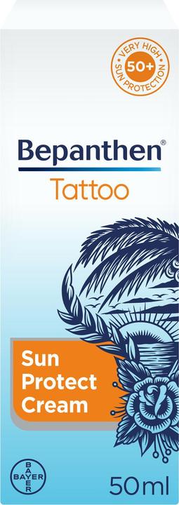 Actual product image Bepanthen Tattoo Sunscreen Cream For Tattooed Skin Spf 50 Uva/Uvb 50 Ml (Suntan cream, SPF 50, 50 ml)
