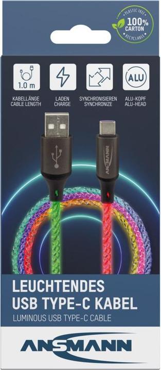 Actual product image Ansmann USB-A / USB-C cable with LED lighting 100cm 1700-0158 (1 m, USB 3.0)