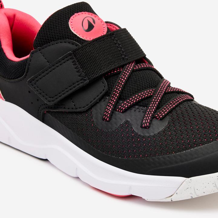 Produktbild Decathlon Turnschuhe Kinder elastische Schnürsenkel Klett - Playful Fast schwarz/rosa (31)