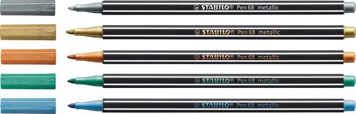 Actual product image STABILO Pen 68 Premium Metallic Felt Pen (Blue Metallic, 1 x)