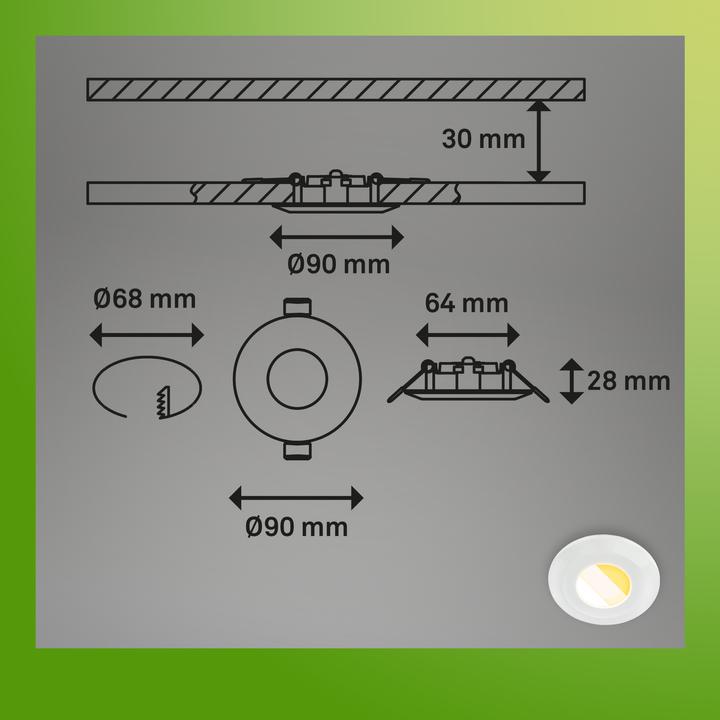 Produktbild Briloner Nachhaltige Ultraflache LED Einbauleuchten 3er-Set (520 lm)